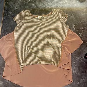 Taupe and turquoise hi/ lo top